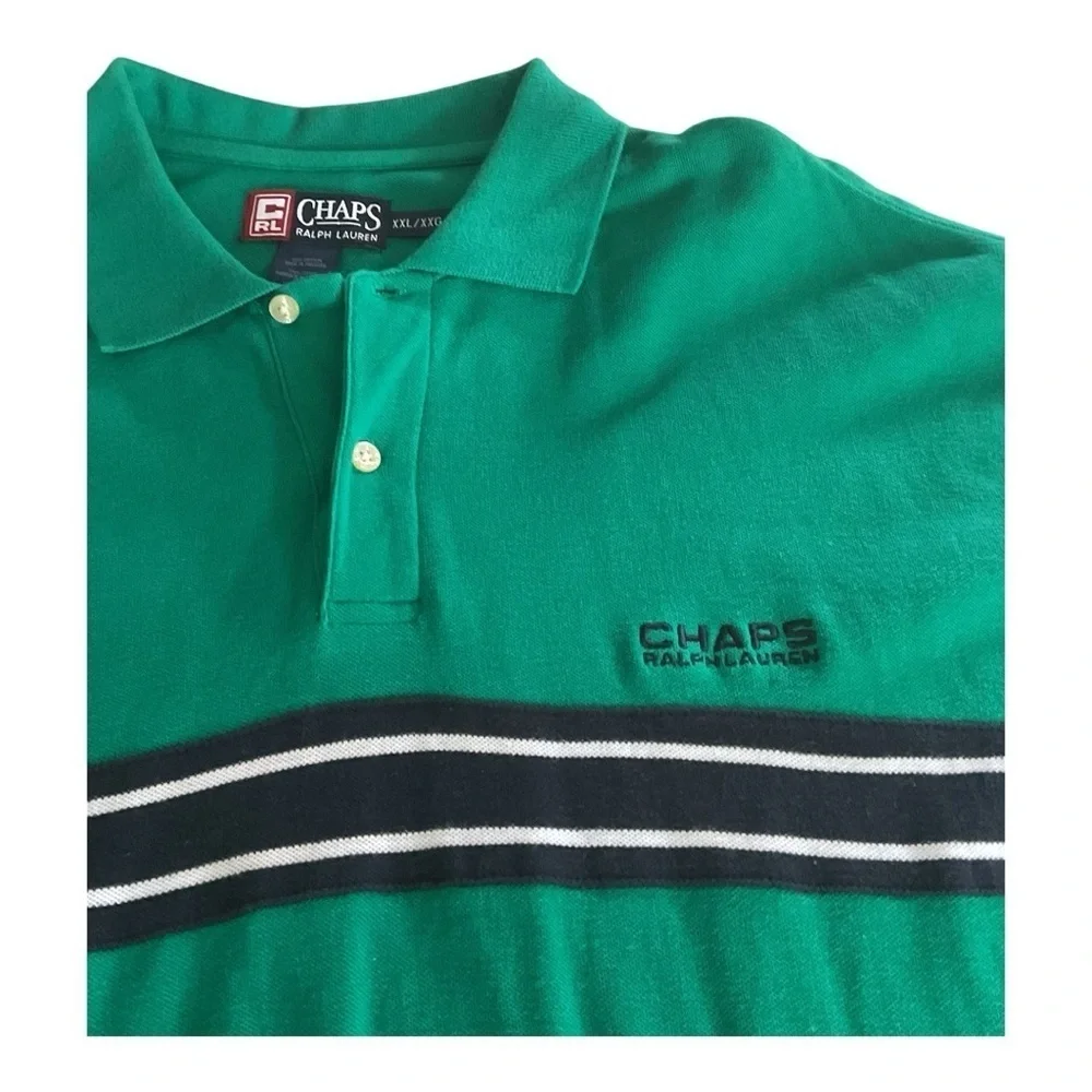Chaps Ralph Lauren Polo Shirt Green XXL Striped Preppy